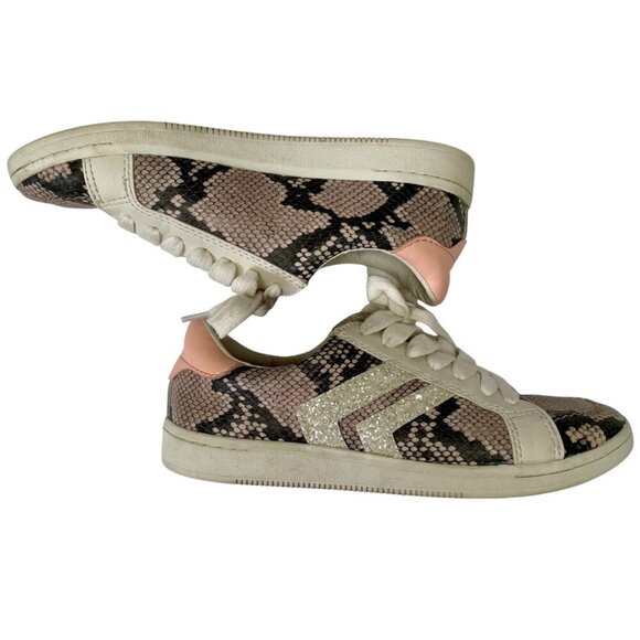 Dolce Vita Neo Embossed Snake Print Glitter Lace-Up Sneakers Womens 6.5M Pink - Picture 6 of 10